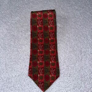 Christian‎ Dior Monsieur Silk Necktie Red Brown Patterned Italian Made